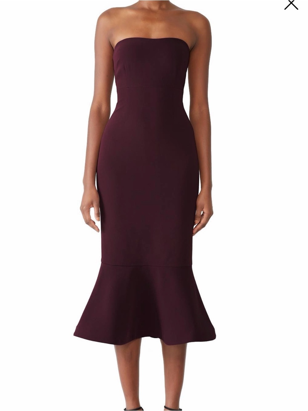 cinq a sept Vino Luna Dress Strapless Mermaid Midi Dress in Plum (Orig $465)
